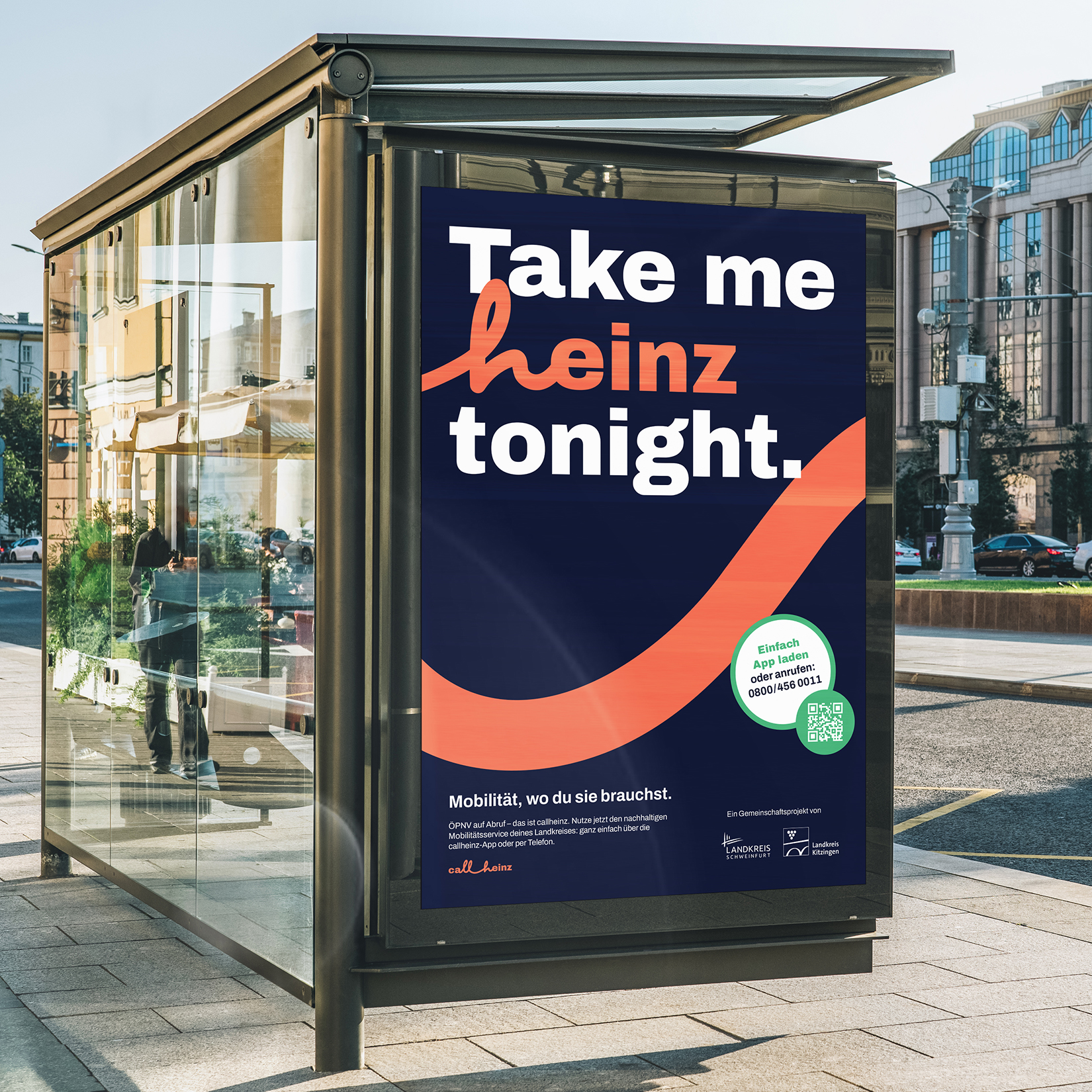 Citylight für das Branding zur Produkteinführung von callheinz in Mainfranken