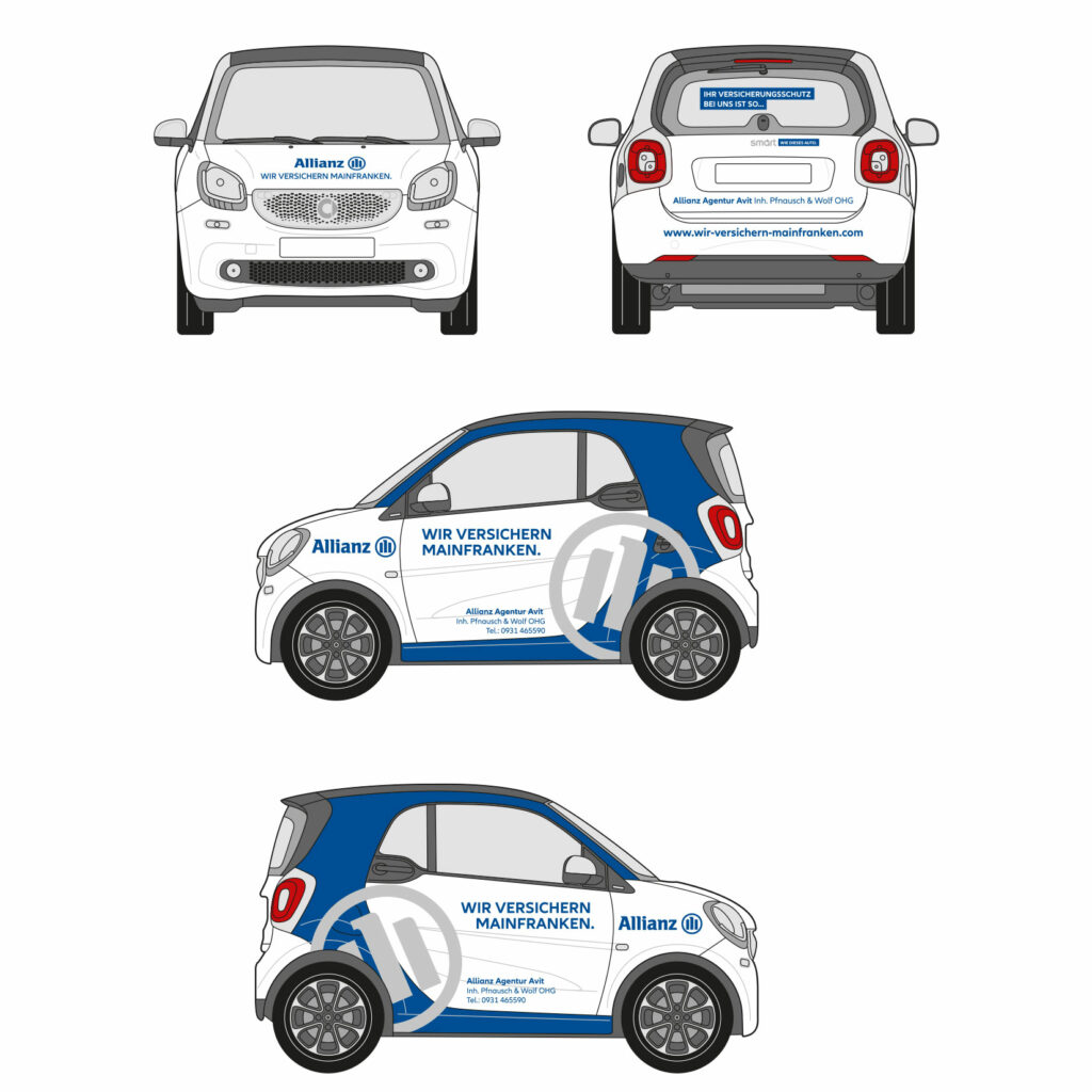 Allianz Autobeklebung Skizze