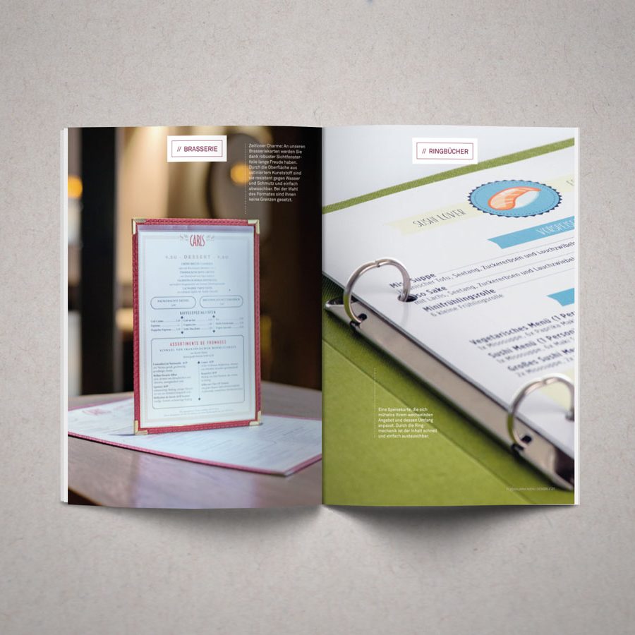 Produktportfolio Flyeralarm Menu Design