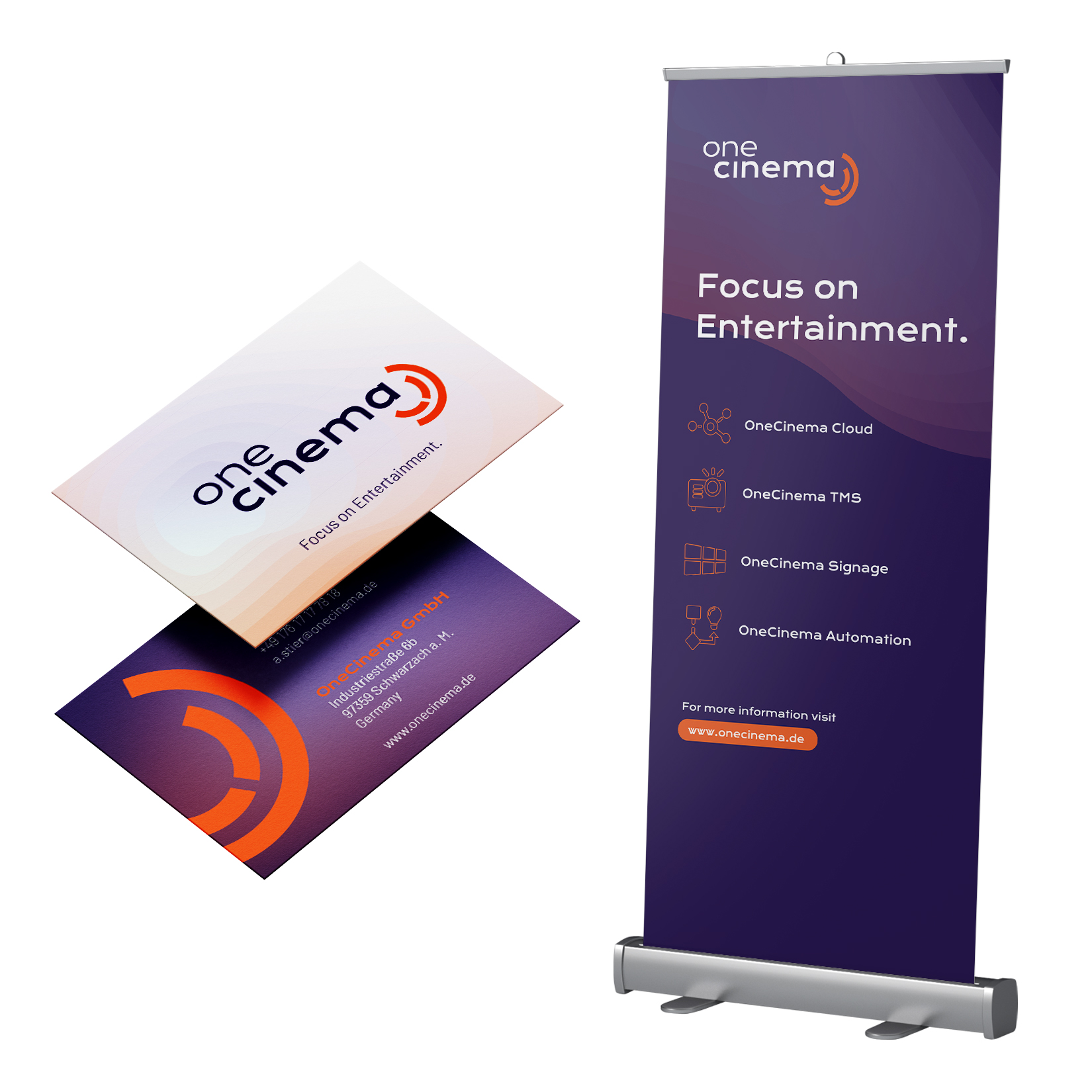 OneCinema Rollup Visitenkarten