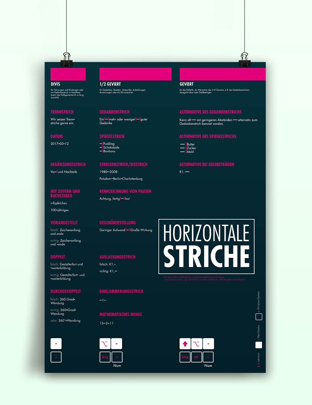 Poster Plakat Detailtypografie Mediengestalter horizontale striche