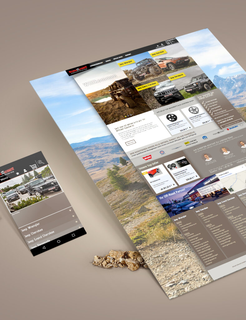Allrad Schmitt Webdesign Mockup jos büro für Gestaltung Würzburg