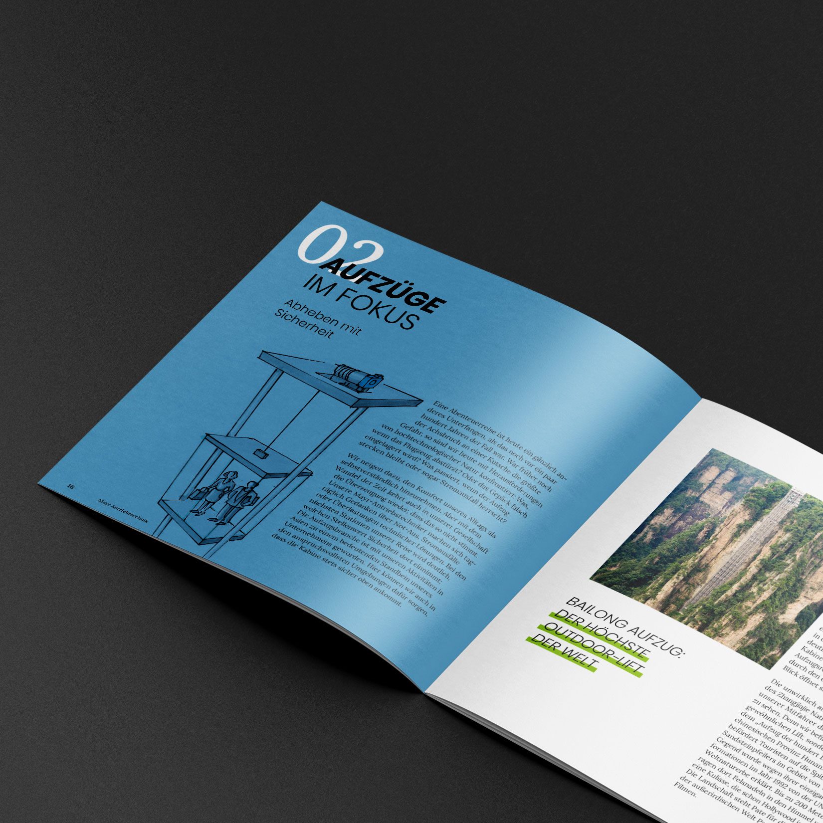 Broschüre und Magazin Layout und Schriftsatz. Moderne Imagebroschüre für einen Industriepartner
