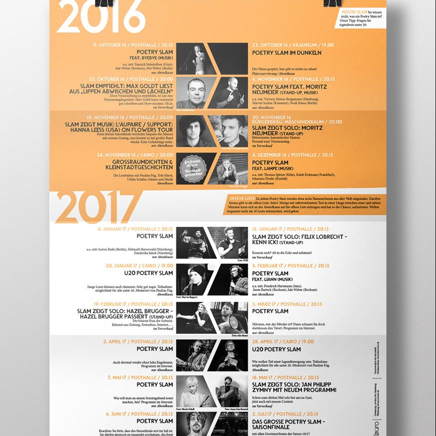 Programmfolder Poetry Slam Würzburg