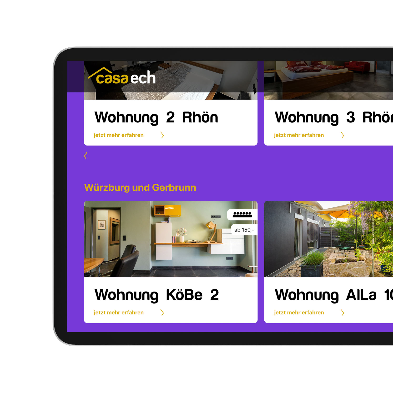 Wohnungs-Kacheln Webdesign Casa Ech