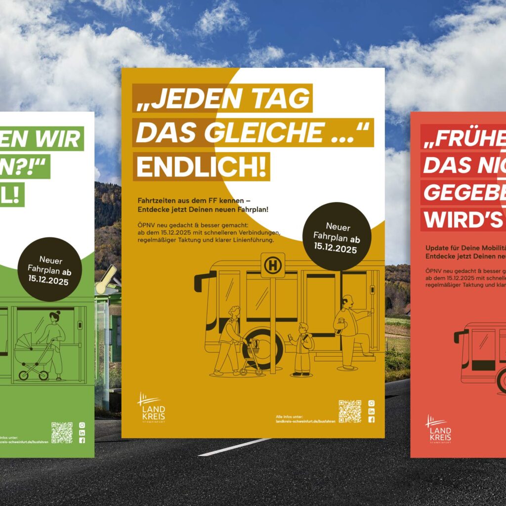 Plakatserie für die Erklärung des neuen ÖPNV Liniennetzplans