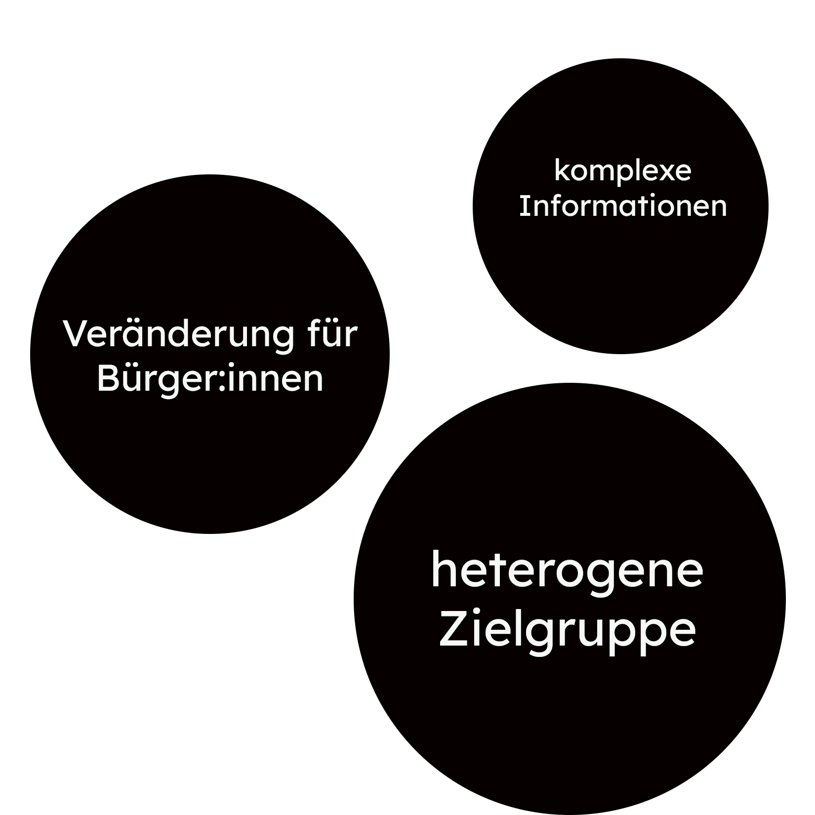 Drei Kreise mit Pain Points