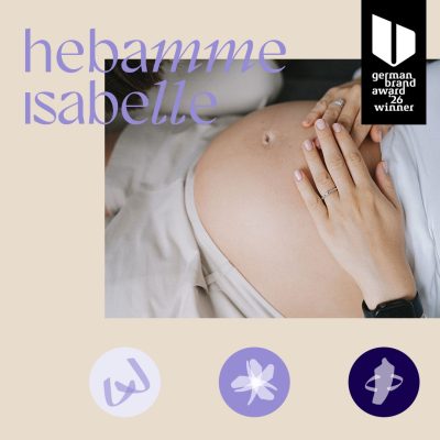 Hebamme Isabelle Coverbild mit GBA Badge und Ikonografie